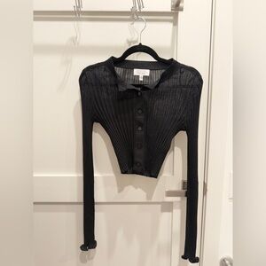 & Other Stories Black Ribbed Cardigan
